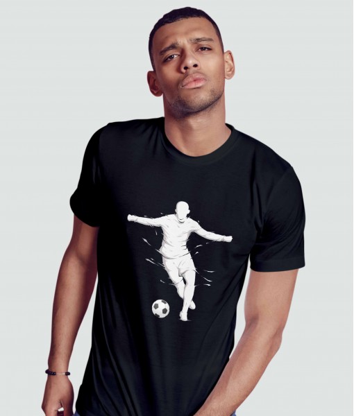 Мъжка тениска с щампа Спортни Илюстрации Football posing dark silhouette